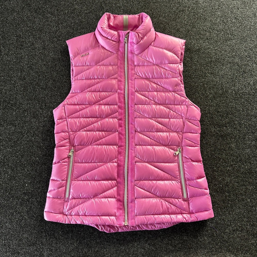 RLX Ralph Lauren Womens Pink Down Puffer Vest Full Zip Golf Outdoor Size S